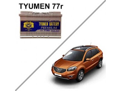 Лучший аккумулятор на Renault Koleos I — Tyumen Battery Premium 77 R+