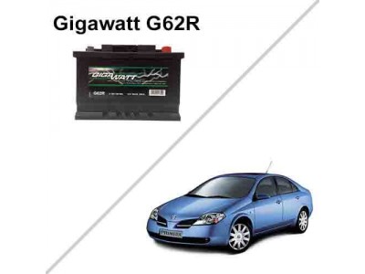 Лучший аккумулятор на Nissan Primera III — Gigawatt G62R